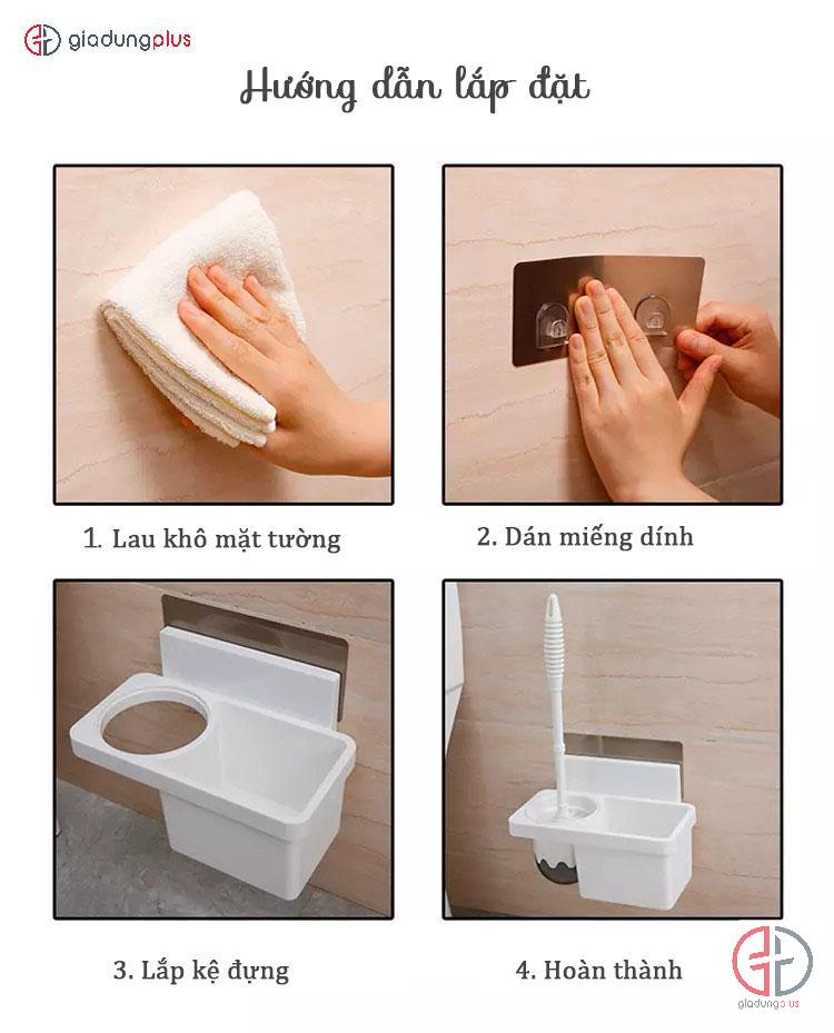 hướng dẫn lắp đặt 4 bước của Bộ chổi bồn cầu và kệ đựng đa năng shuangqing