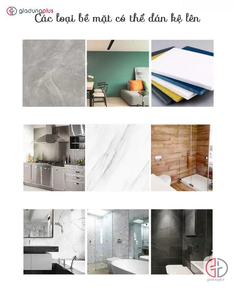 các loại bề mặt phù hợp để dán sản phẩm Giá treo thau chậu dán tường ShuangQing