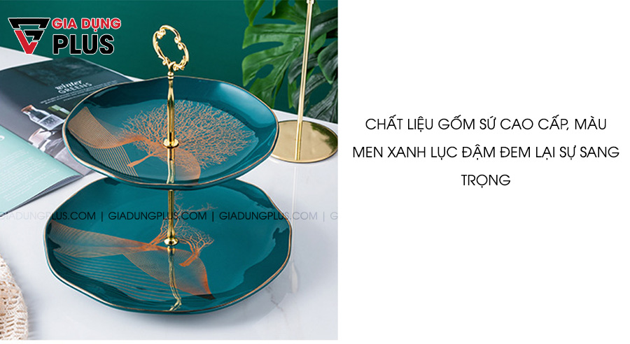 Chất liệu gốm sứ chất lượng là điểm nổi bật của Đĩa đựng trái cây sứ, tiệp chỉ vàng