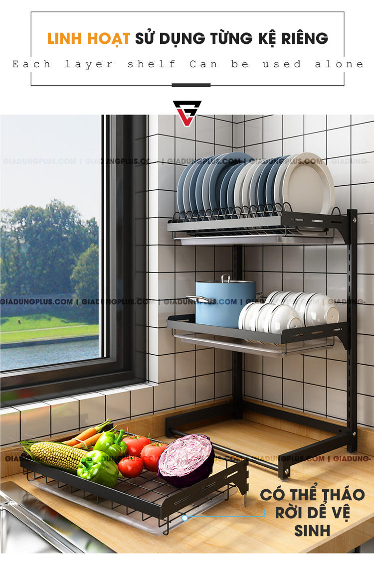Kệ úp chén bát đĩa & ly cốc đặt bàn bằng INOX Tiggang | Linh hoạt sử dụng riêng biệt cho từng kệ