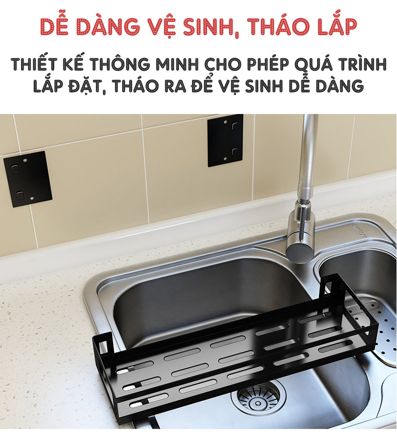Kệ đựng gia vị, chai lọ treo tường (dán tường) thông minh INOX 304 | Thiết kế thông minh giúp dễ dàng vệ sinh