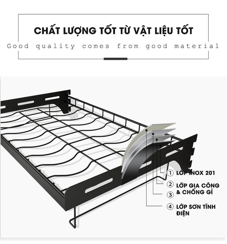 Kệ úp chén bát đĩa & ly cốc đặt bàn bằng INOX Tiggang | INOX SUS 201, chống gỉ cao cấp