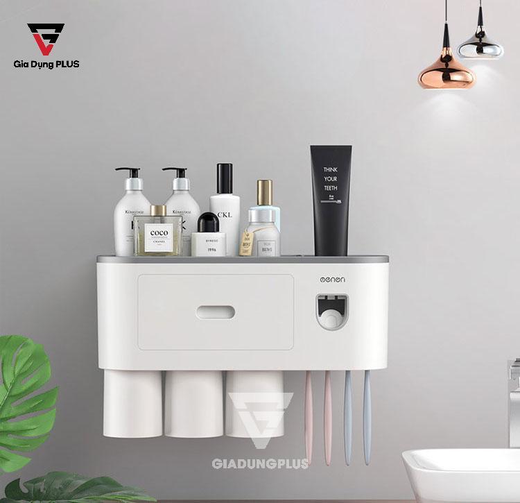 Bộ kệ đựng bàn chải đánh răng, lấy kem đánh răng tự động kèm theo cốc của Ecoco | Thiết kế đơn giản, hiện đại