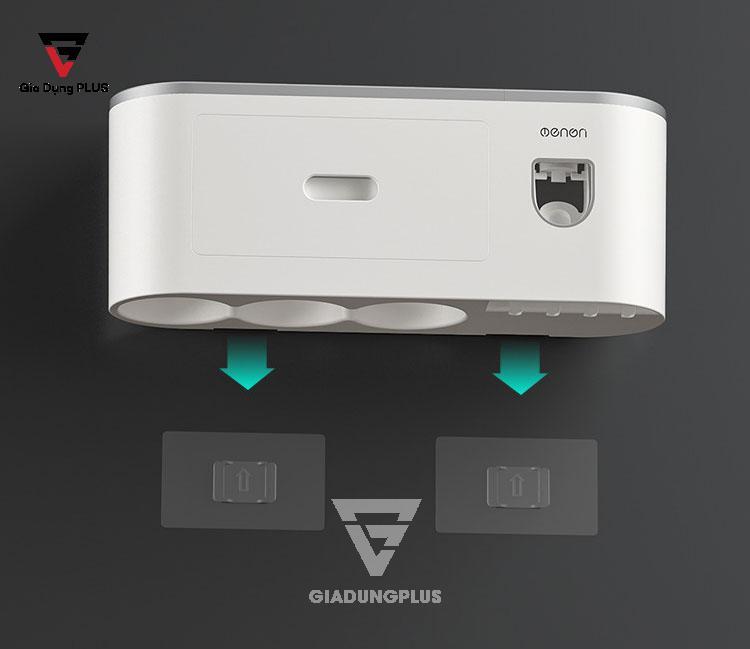 Bộ kệ đựng bàn chải đánh răng, lấy kem đánh răng tự động kèm theo cốc của Ecoco | Dán tường chắc chắn, vệ sinh dễ dàng