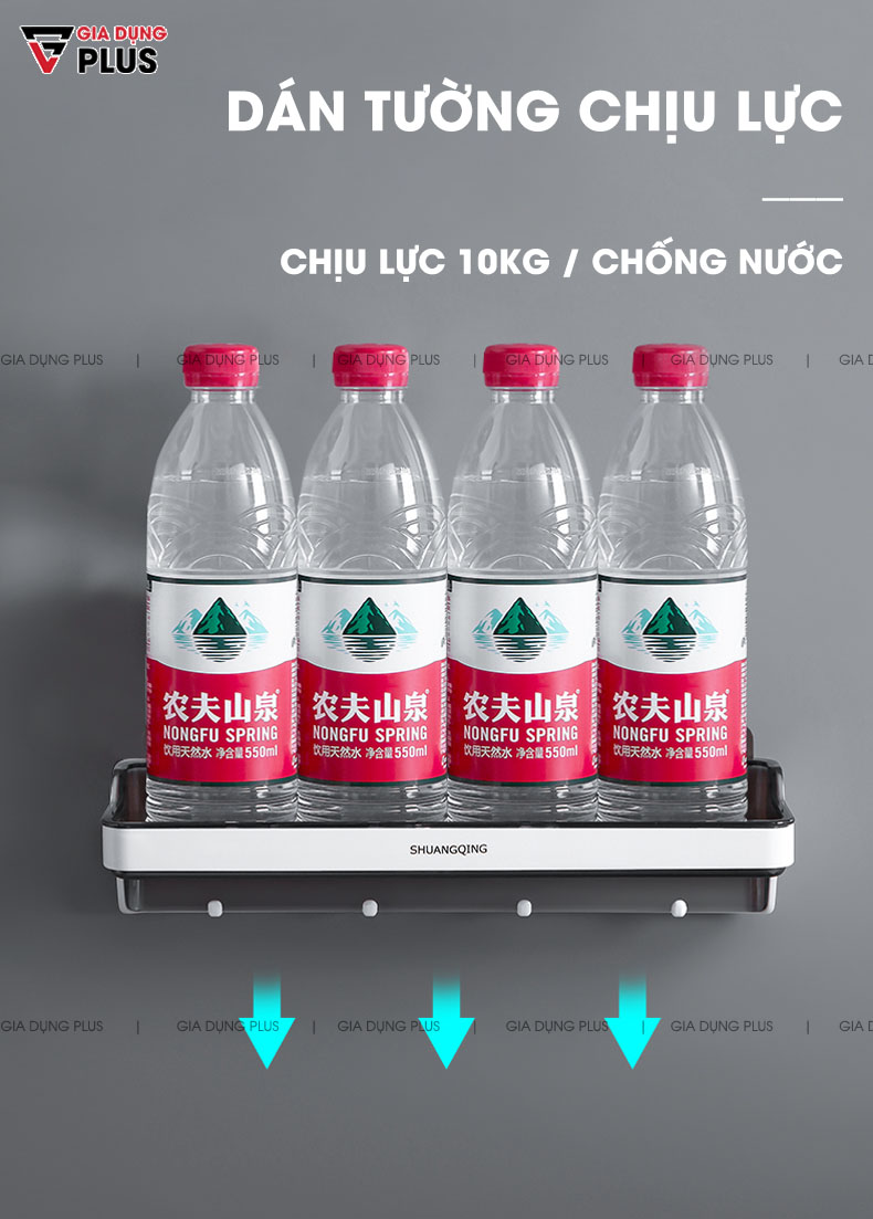 Chịu lực tới 10KG nhờ công nghệ keo dán mới mà không cần khoan tường, có bảo hành 1 đổi 1 trong 6 tháng | Giá đựng đồ đa năng dán tường SQ-5287