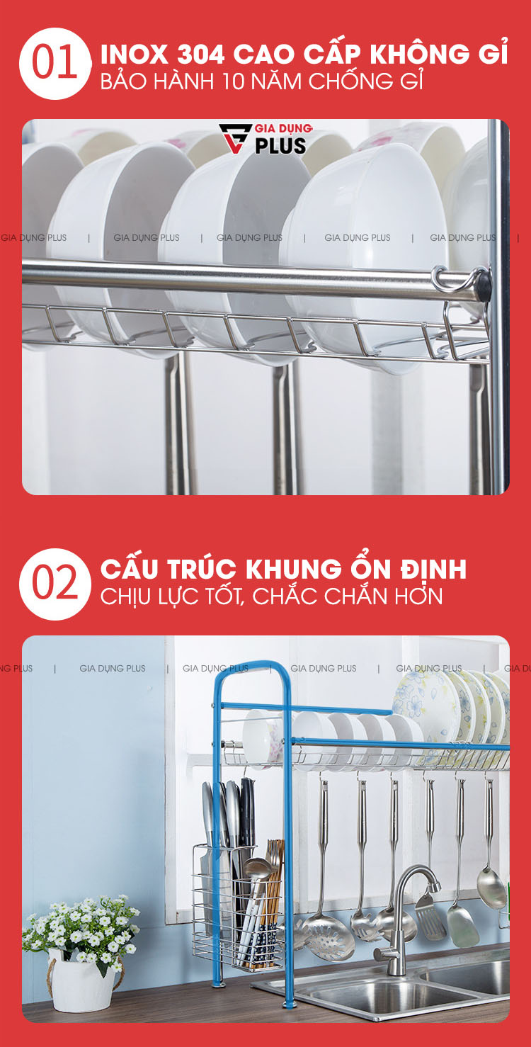 Những thiết kế vượt trội của sản phẩm khiến bạn nên sở hữu nó | Giá inox 304 úp chén đĩa đa năng trên bồn rửa chén Nanjie