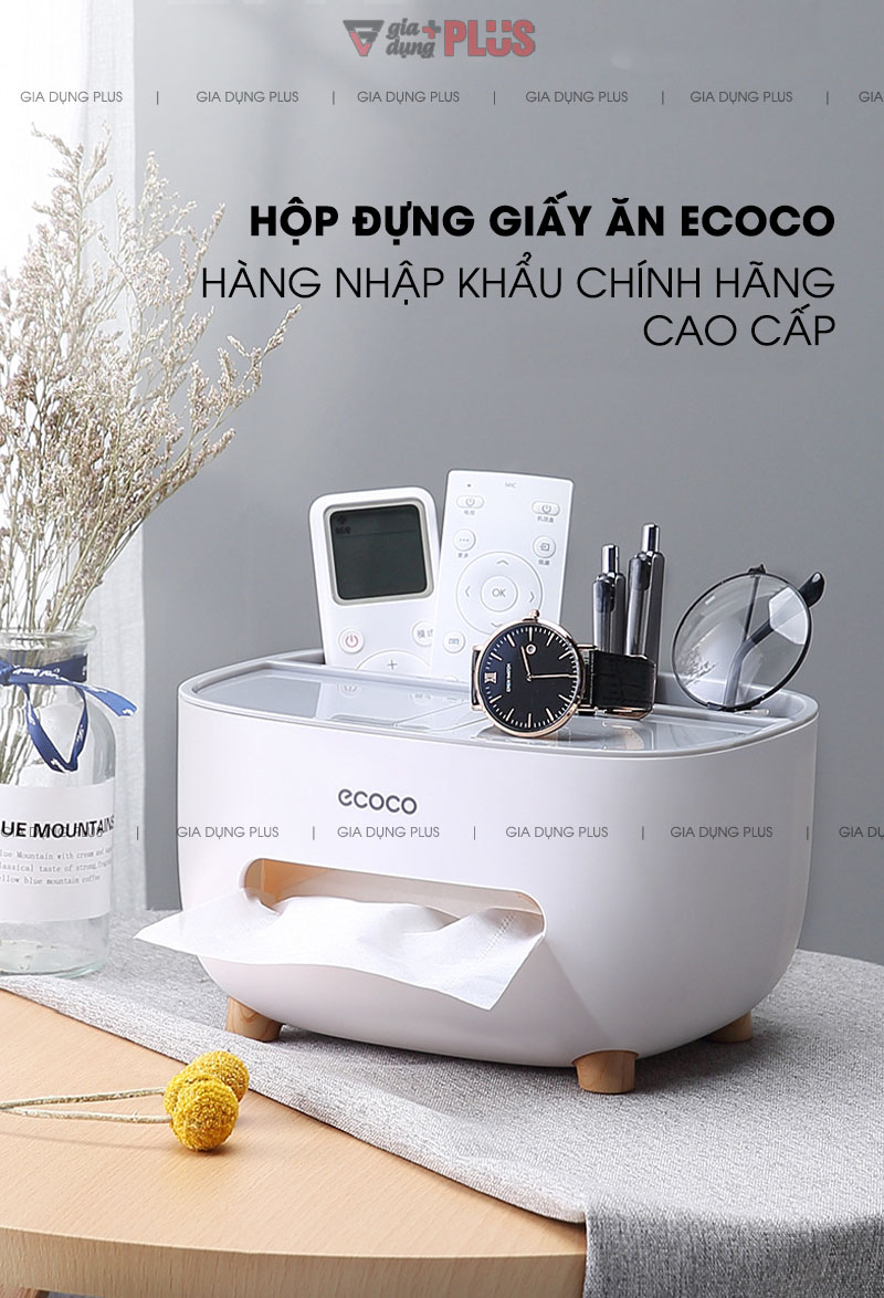 Hộp Đựng Giấy Ăn Đặt Bàn Nhựa ABS Cao Cấp Bo Tròn | Ecoco Chính Hãng
