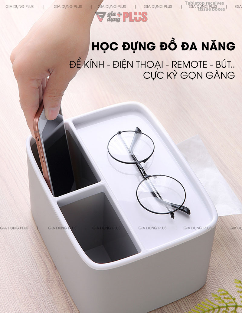 Học đựng đồ rất lớn và tiện lợi - để các đồ dùng cá nhân trên bàn như kính, bút, điện thoại, remote... giúp không gian gọn gàng hơn