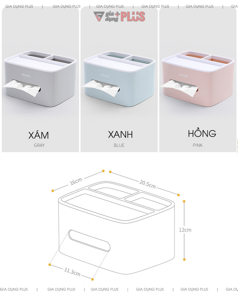 Kích thước sản phẩm | Có 3 màu xám, xanh dương và hồng phù hợp cho nhiều phong cách và màu sắc yêu thích của khách hàng