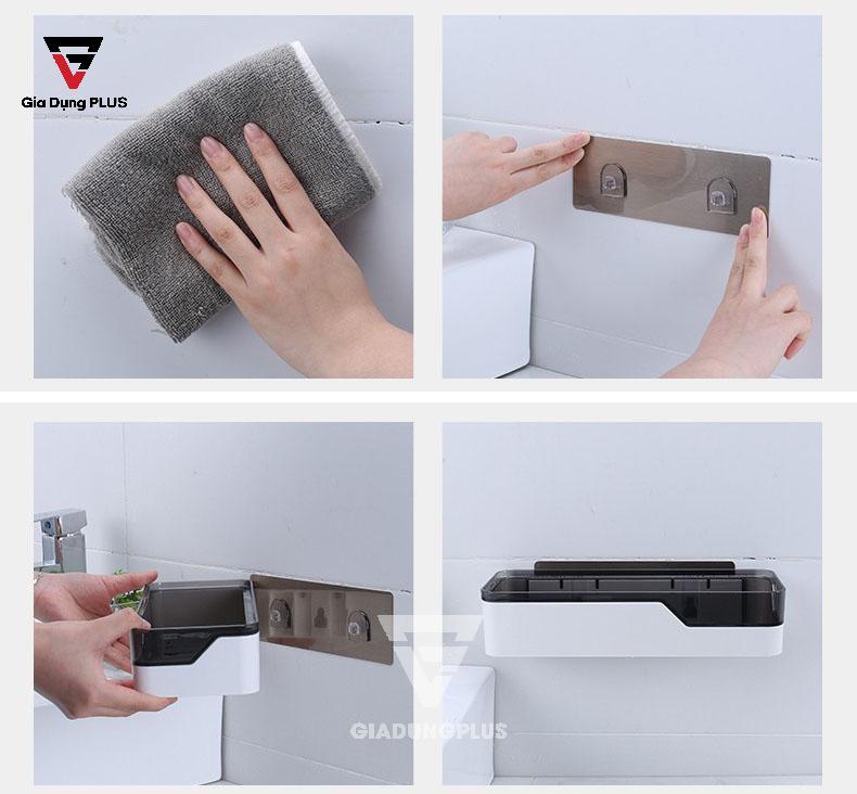 Kệ chữ nhật dán tường ShuangQuing | Hướng dẫn lắp đặt dễ dàng, không cần khoan tường