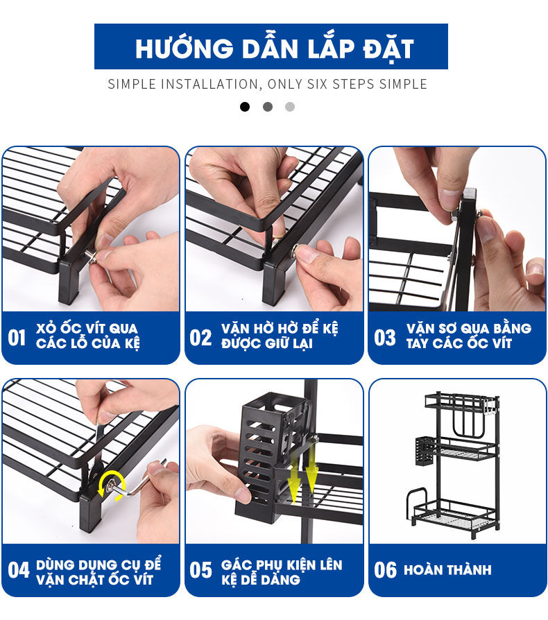 Kệ gia vị đặt bàn hai tầng & ba tầng INOX SUS 201 của Tiggang | Hướng dẫn lắp đặt dễ dàng với các bước