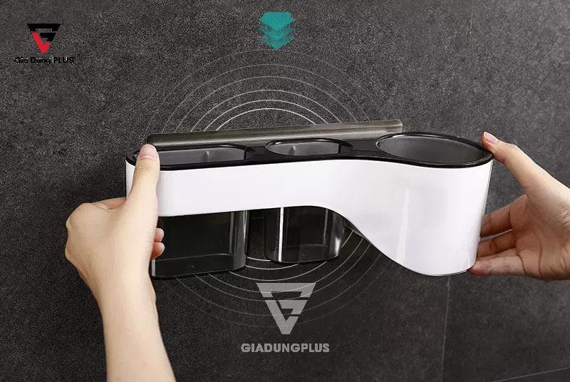 Kệ đựng máy sấy tóc dán tường 2 ngăn ShuangQuing | Dễ dàng vệ sinh