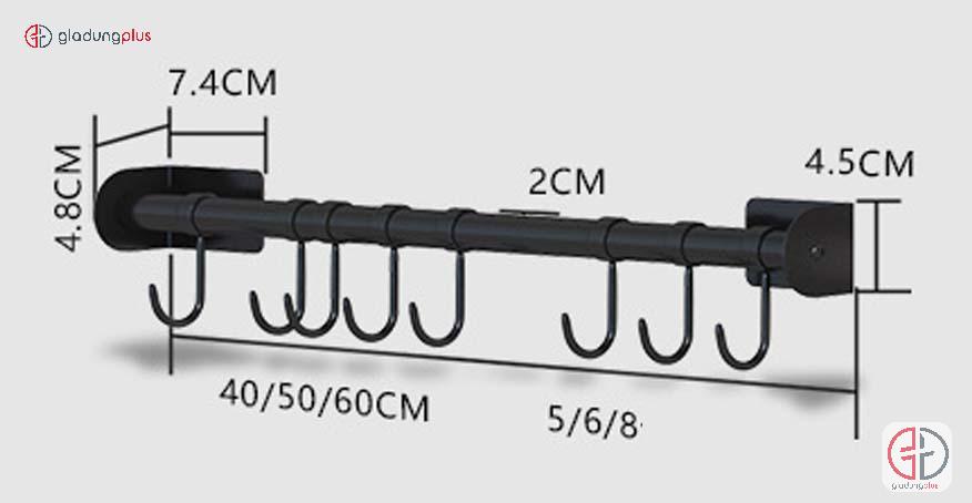 Kích thước của giá treo đồ đa năng nhà bếp (inox 304)