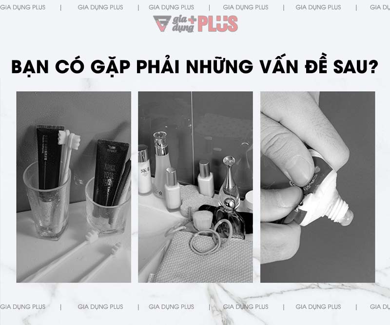 Bạn có gặp các vấn đề trong nhà vệ sinh, bồn rửa mặt như: không có nơi đựng đồ, cốc ly súc miệng để lung tung, mất thẫm mỹ và không sạch sẽ...| Bộ kệ để bàn chải đánh răng, đựng đồ đa năng kèm cốc súc miệng Ecoco mẫu mới