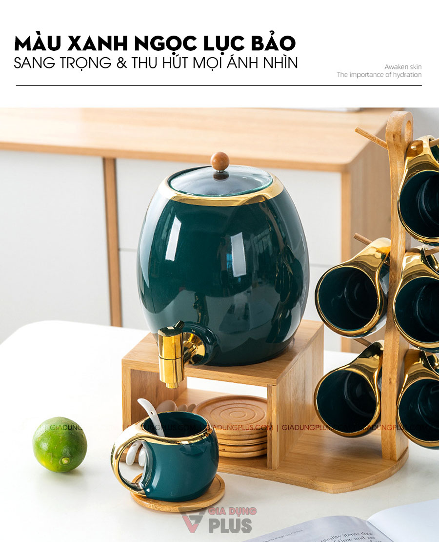 Bộ chum đựng nước & rượu sứ màu xanh ngọc lục bảo Bắc Âu | Màu xanh ngọc lục bảo sang trọng và thu hút mọi ánh nhìn, giúp không gian trở nên sang trọng hơn