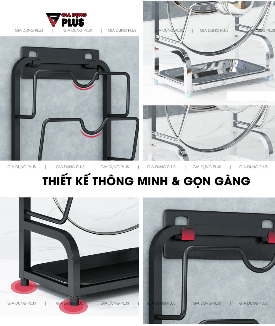 Thiết kế thông minh với nhiều tính năng hay và tiện lợi cho người sử dụng sau quá trình dài sản xuất và cải tiến | Giá úp vung nồi, thớt đa năng inox 304 Nanjie