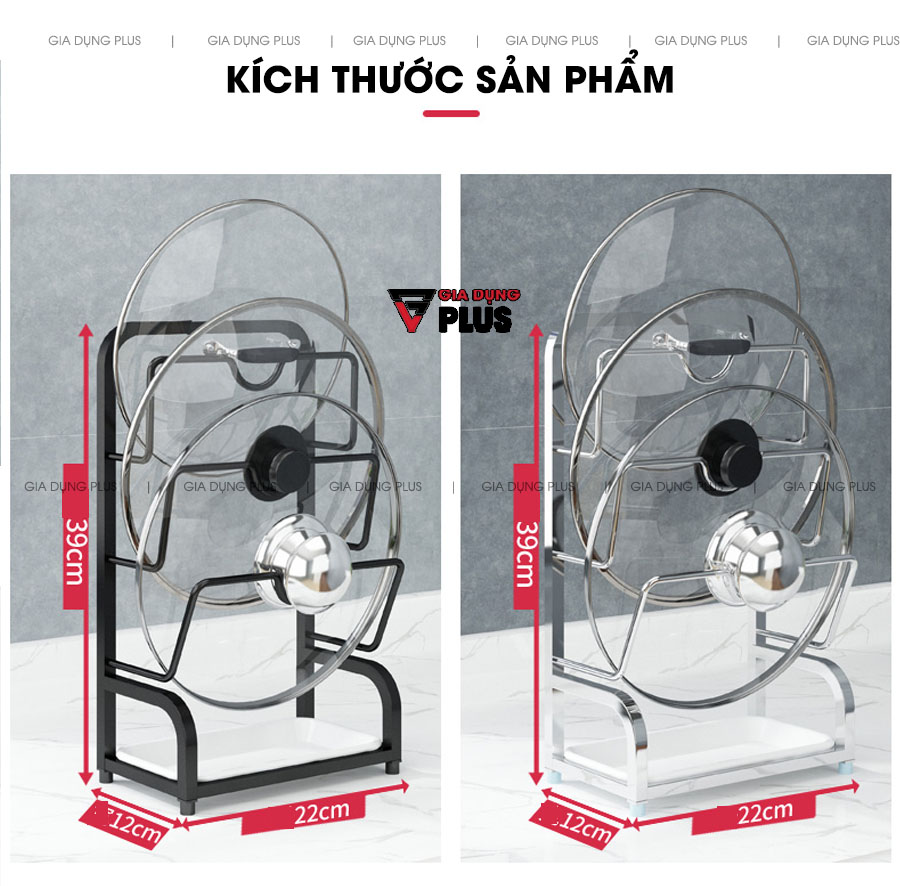 Kích thước sản phẩm | Giá úp vung nồi, thớt đa năng inox 304 Nanjie