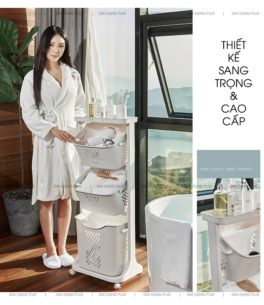 Thiết kế sang trọng và cao cấp, giúp phòng tắm trở nên sạch sẽ và cao cấp hơn | Giỏ đựng quần áo bẩn đa năng cho phòng tắm Nanhe cao cấp