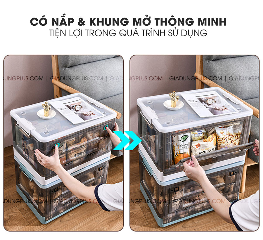 Thiết kế thông minh có nắp mở bên cạnh của hộp đựng đồ gấp gọn đa năng thông minh ZhuangShong