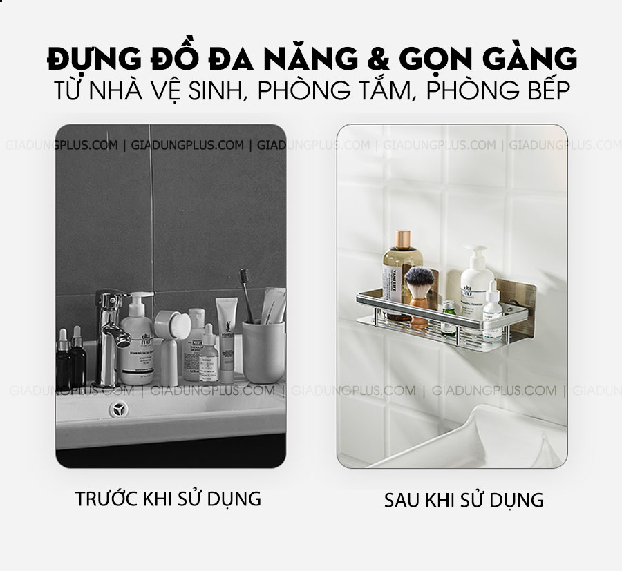 Kệ dán tường đa năng nhôm không gian ShuangQuing | Giúp nhà tắm, phòng vệ sinh & nhà bếp gọn gàng và ngăn nắp hơn