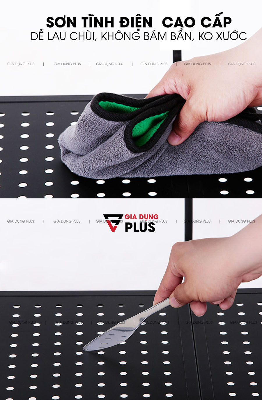 Chất liệu thép carbon, sơn tĩnh điện giúp chống gỉ toàn diện và trầy xước, không bám bẩn giúp dễ vệ sinh lau dọn kệ | Kệ đựng đồ đa năng gấp gọn thông minh thép carbon Nanjie
