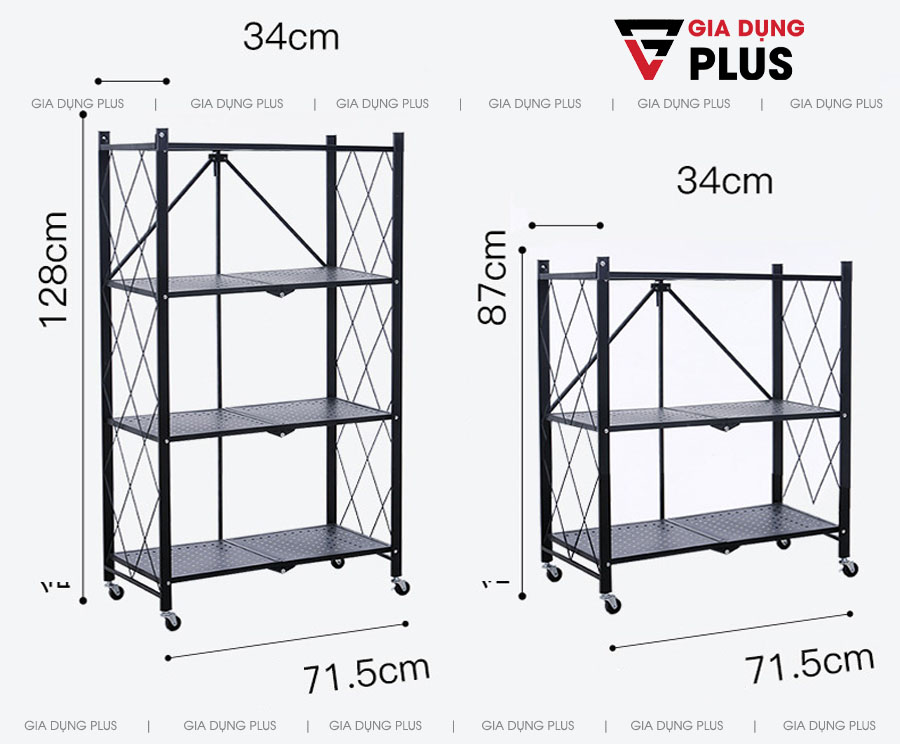 Kích thước của phân loại 3 tầng và 4 tầng | Kệ đựng đồ đa năng gấp gọn thông minh thép carbon Nanjie