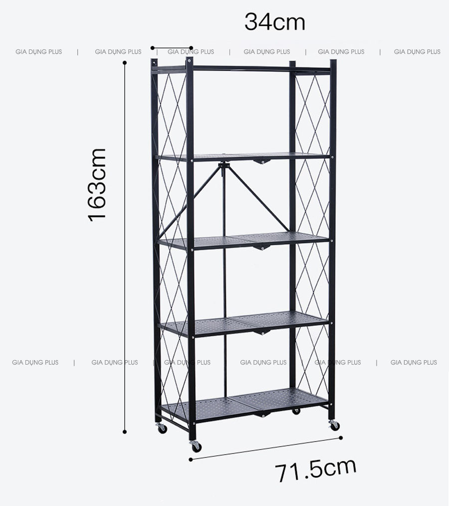 Kích thước của phân loại 5 tầng | Kệ đựng đồ đa năng gấp gọn thông minh thép carbon Nanjie