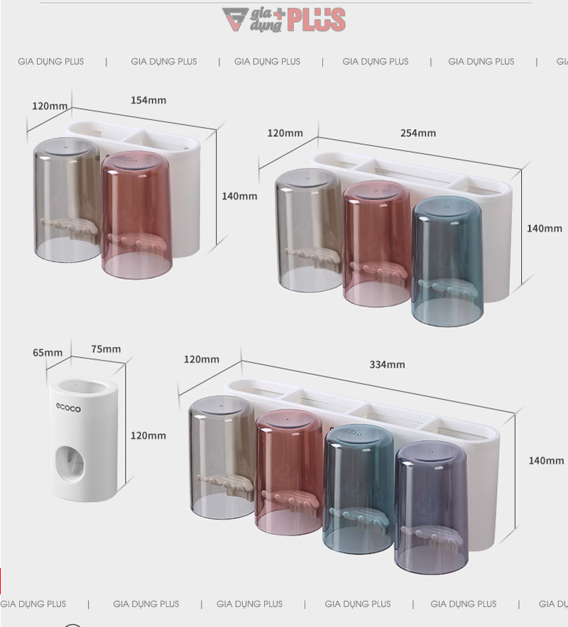 Kích thước sản phẩm | Được làm từ nhựa ABS chất lượng tốt, rất dày và sang trọng | Hộp đựng bàn chải, đồ dùng cá nhân kèm cốc súng miệng trong suốt cao cấp Ecoco