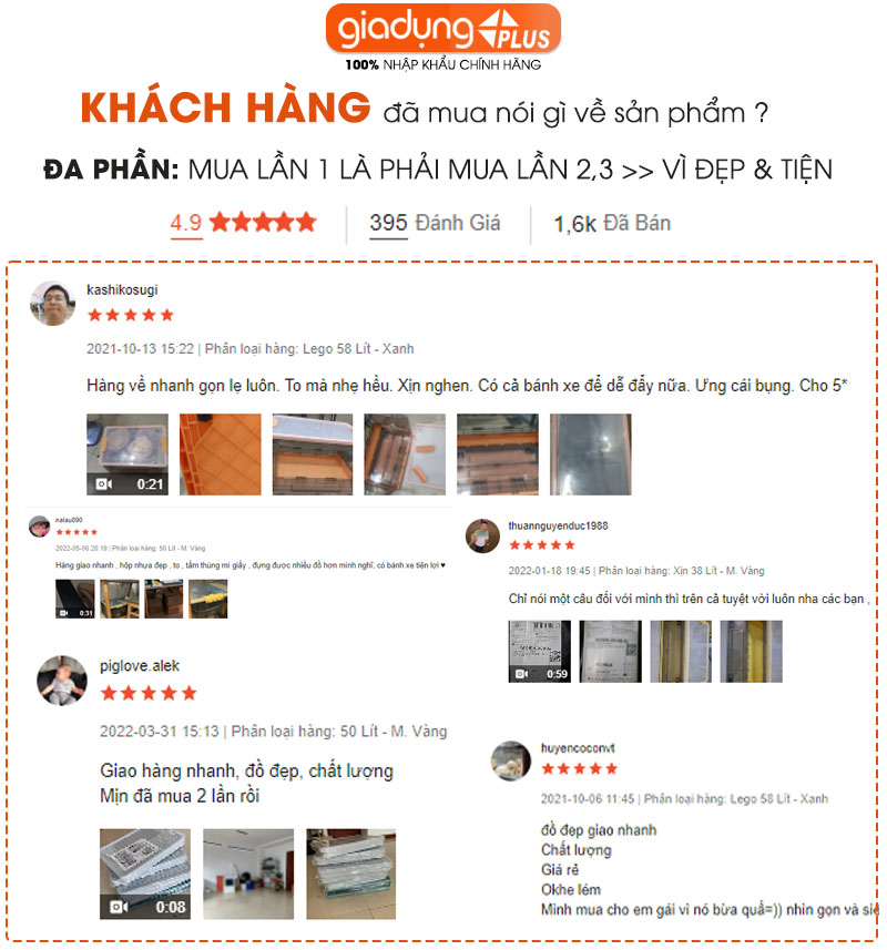 Khách hàng đánh giá như thế nào sau khi mua sản phẩm hộp đựng đồ gấp gọn đa năng tại Gia Dụng Plus