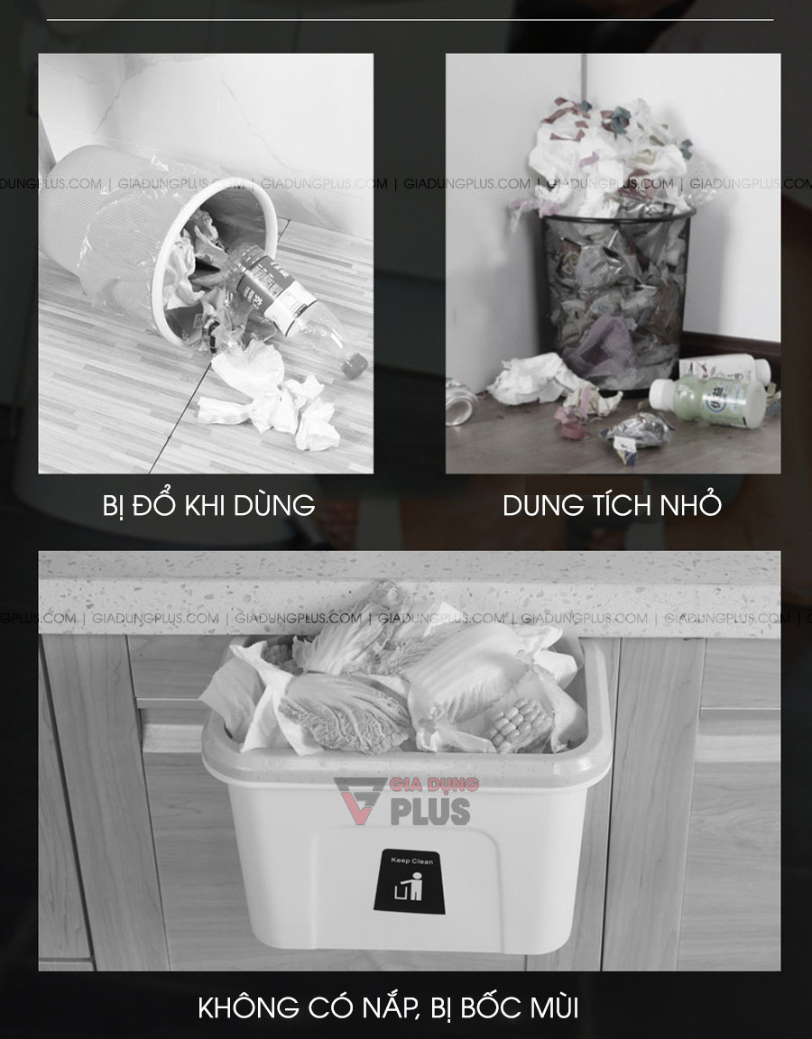 Thùng rác kẹp cánh tủ có nắp trượt đậy kín thông minh | Các nhược điểm của thùng rác thông thường khi sử dụng