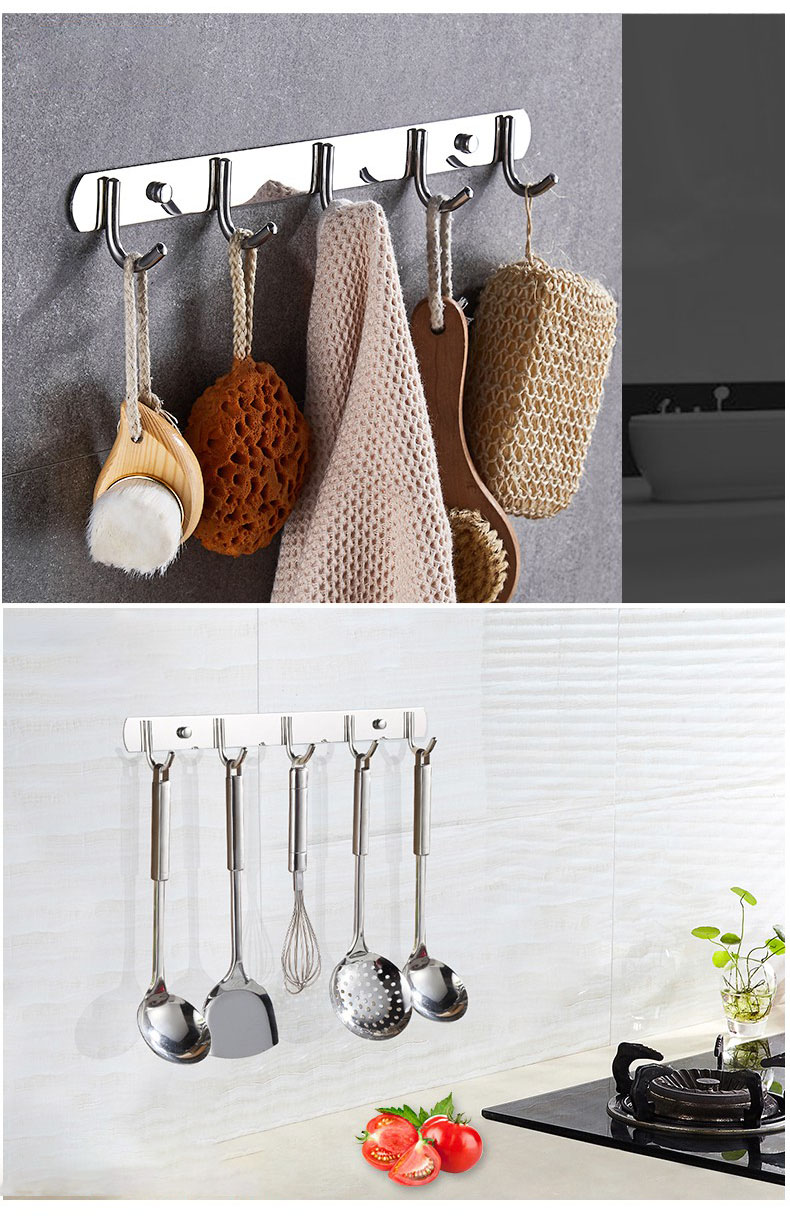 Móc Treo Quần Áo Đa Năng Bằng INOX Cao Cấp, Dán Tường Moyang | Đa dụng cho nhà bếp & phòng tắm