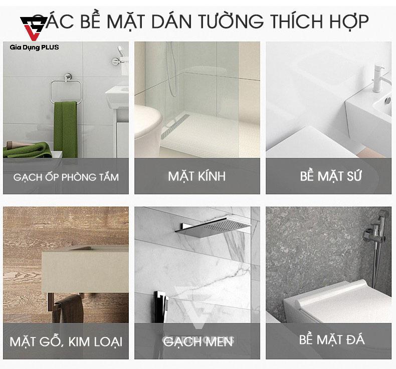 Kệ Đựng Chén Bát Dán Tường (INOX 304 + Sơn Tĩnh Điện) | Các bề mặt dán tường thích hợp
