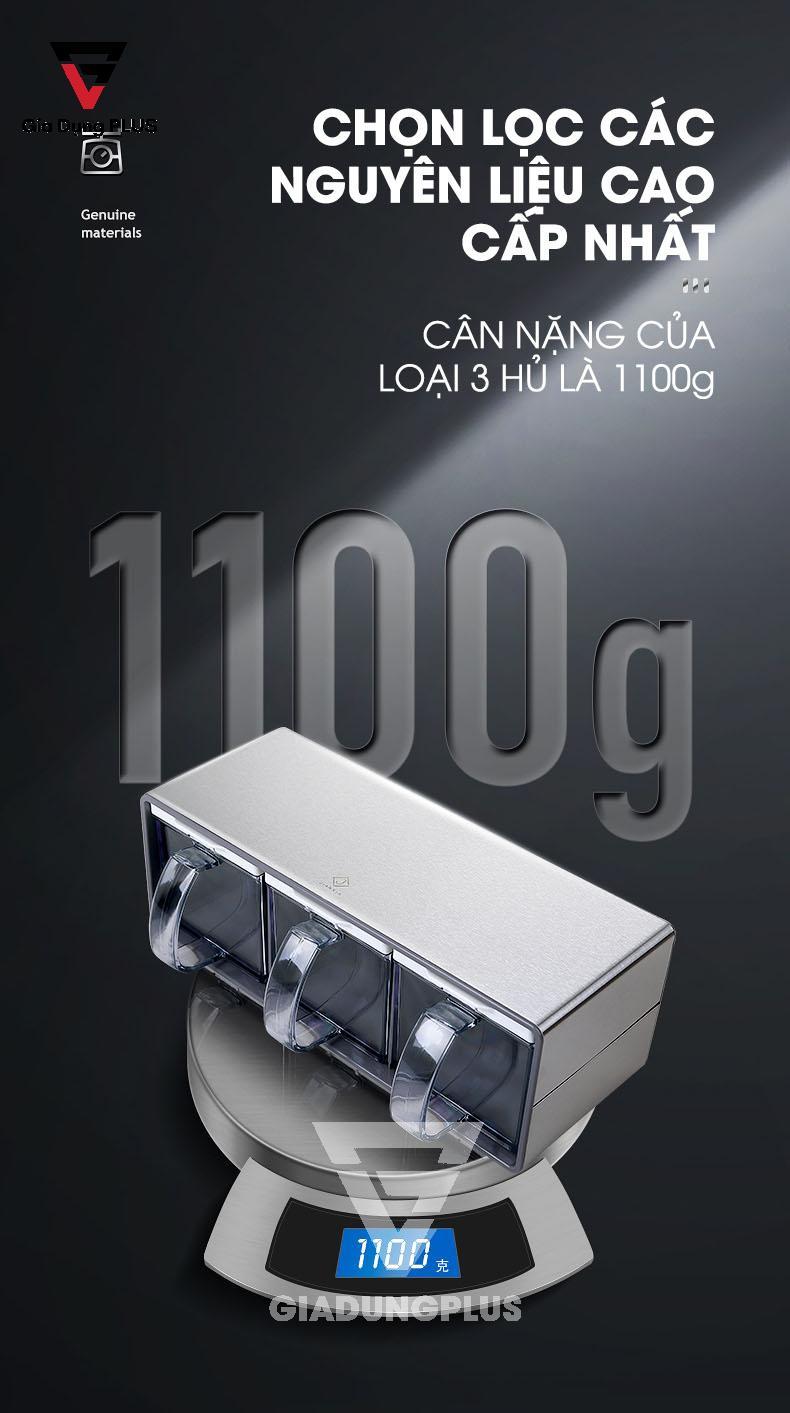 Bộ Hộp Đựng Gia Vị Kèm Kệ Inox 304 Jianxia Cao Cấp | Cân nặng lên tới 1100g