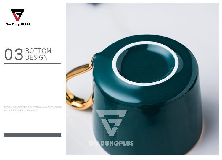Bộ Ấm Trà Cao Cấp & Cực Đẹp Bằng Sứ - Màu Xanh Ngọc Lục Bảo Sang Trọng - Phong Cách Quý Tộc Bắc Âu | Thiết kế phần đáy ly trà chống trượt