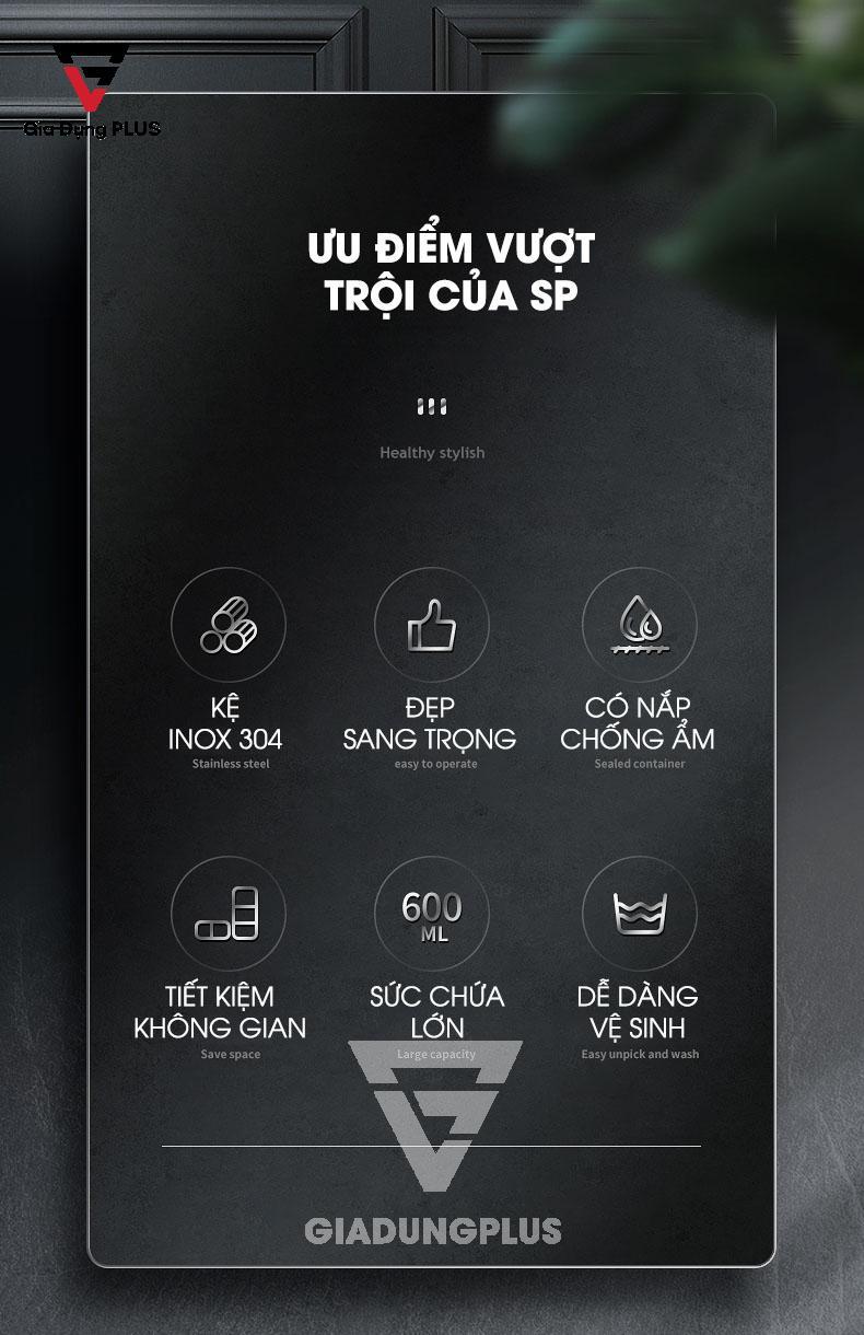 Bộ Hộp Đựng Gia Vị Kèm Kệ Inox 304 Jianxia Cao Cấp | 6 ưu điểm của sản phẩm