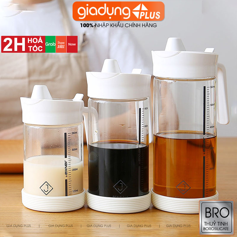 Bình Đựng Dầu Ăn, Nước Mắm Thuỷ Tinh Borosilicate Có Nắp Kín Bằng INOX 304 | Phong Cách Bắc Âu Hiện Đại JIANXIA (JX-0306) - gia dụng plus