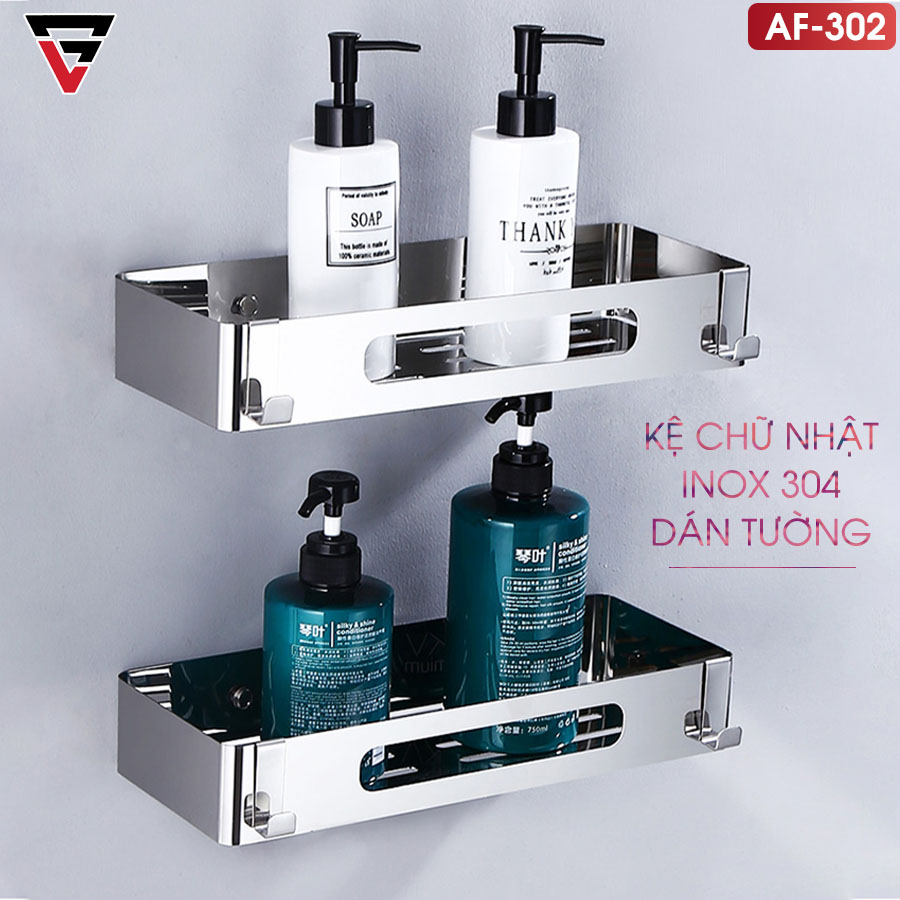 Kệ Chữ Nhật INOX SUS 304 Dán Tường Đa Năng Cho Phòng Tắm LAZYDO (LZ-0704) - gia dụng plus