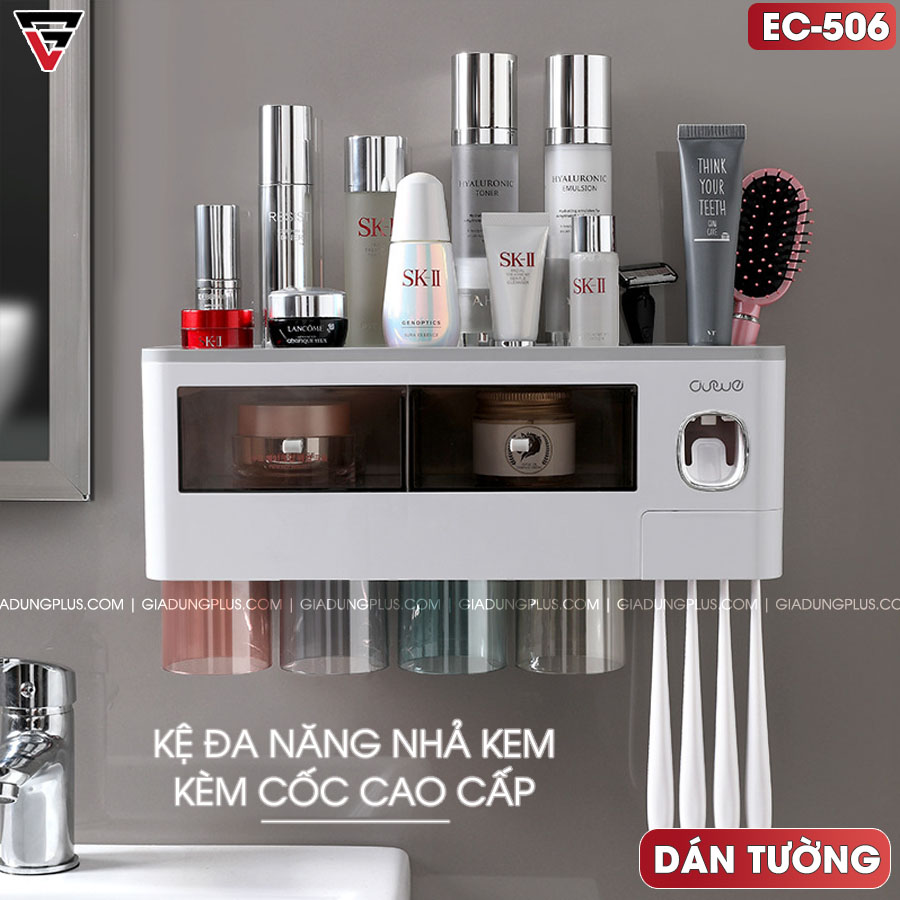 Kệ Đa Năng & Bộ Nhả Kem Đánh Răng Kèm Cốc Dán Tường Cao Cấp | Phiên Bản Nhiều Màu Sắc | OENON - gia dụng plus