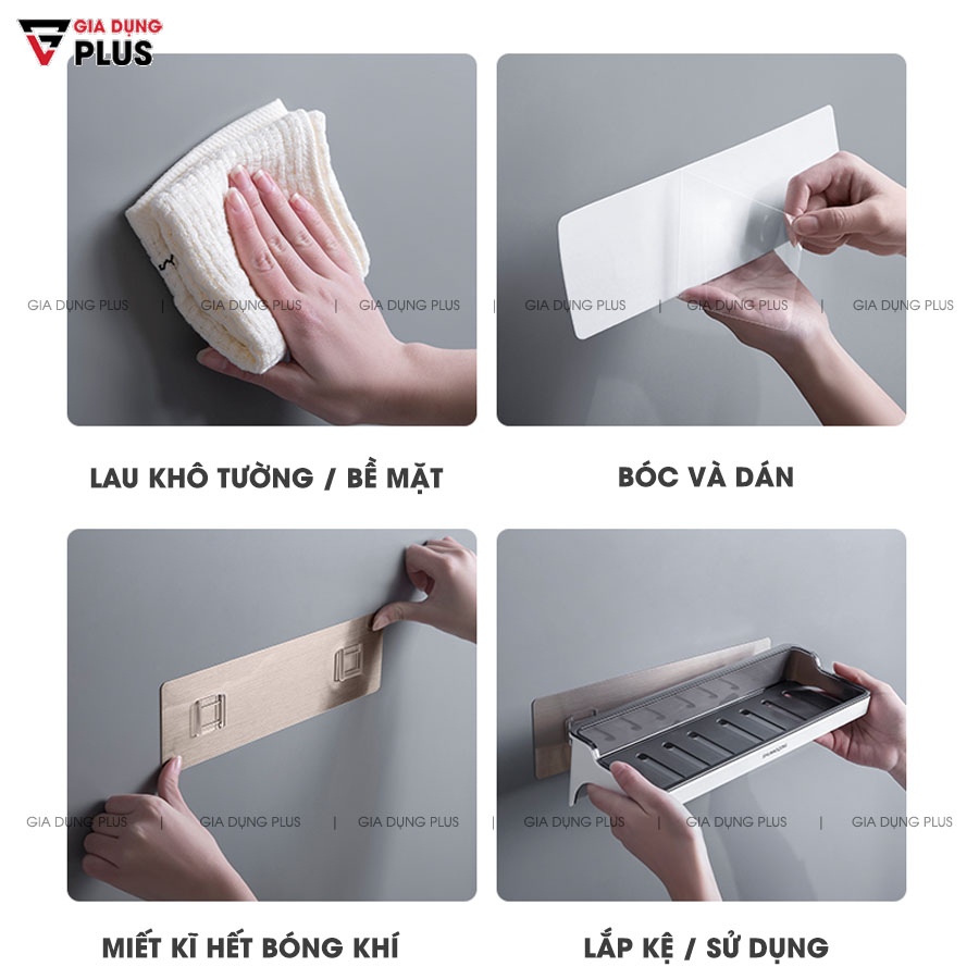 Hướng dẫn lắp đặt trong 4 bước dễ dàng, dán tường | Giá đựng đồ đa năng dán tường SQ-5287
