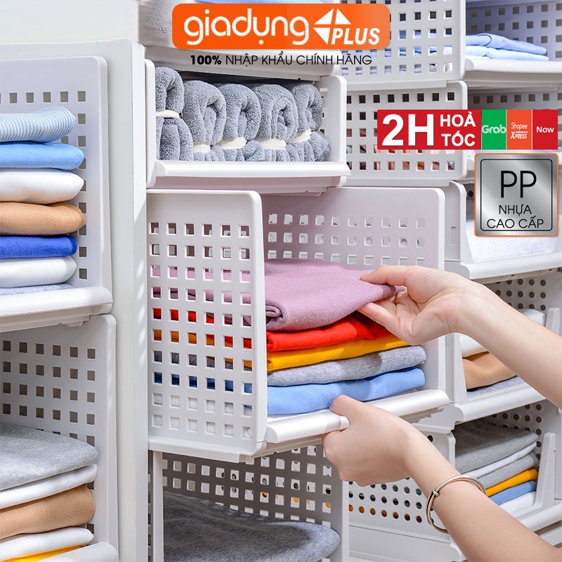 Kệ xếp chia ngăn kéo nhựa, có thể gấp gọn giúp gọn gàng tủ quần áo nhanh chóng / GIÁ 1 ngăn - gia dụng plus