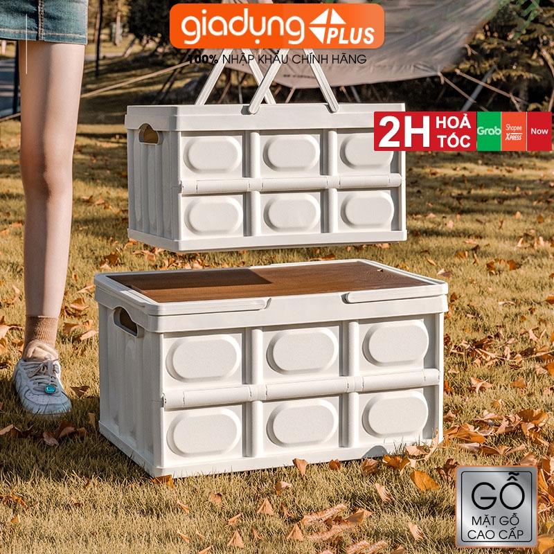 Hộp Đựng Đồ Picnic Mặt Vân Gỗ Gấp Gọn, Nhựa PP Chắc Chắn (Dung Tích 30L & 55L) - LAZYDO - giadungPlus