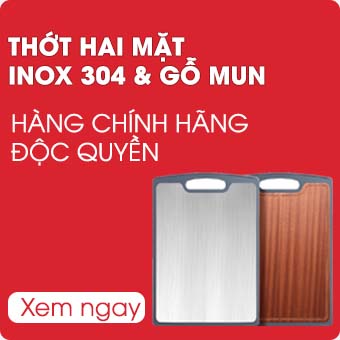 Thớt 2 mặt inox 304 & gỗ mun cao cấp