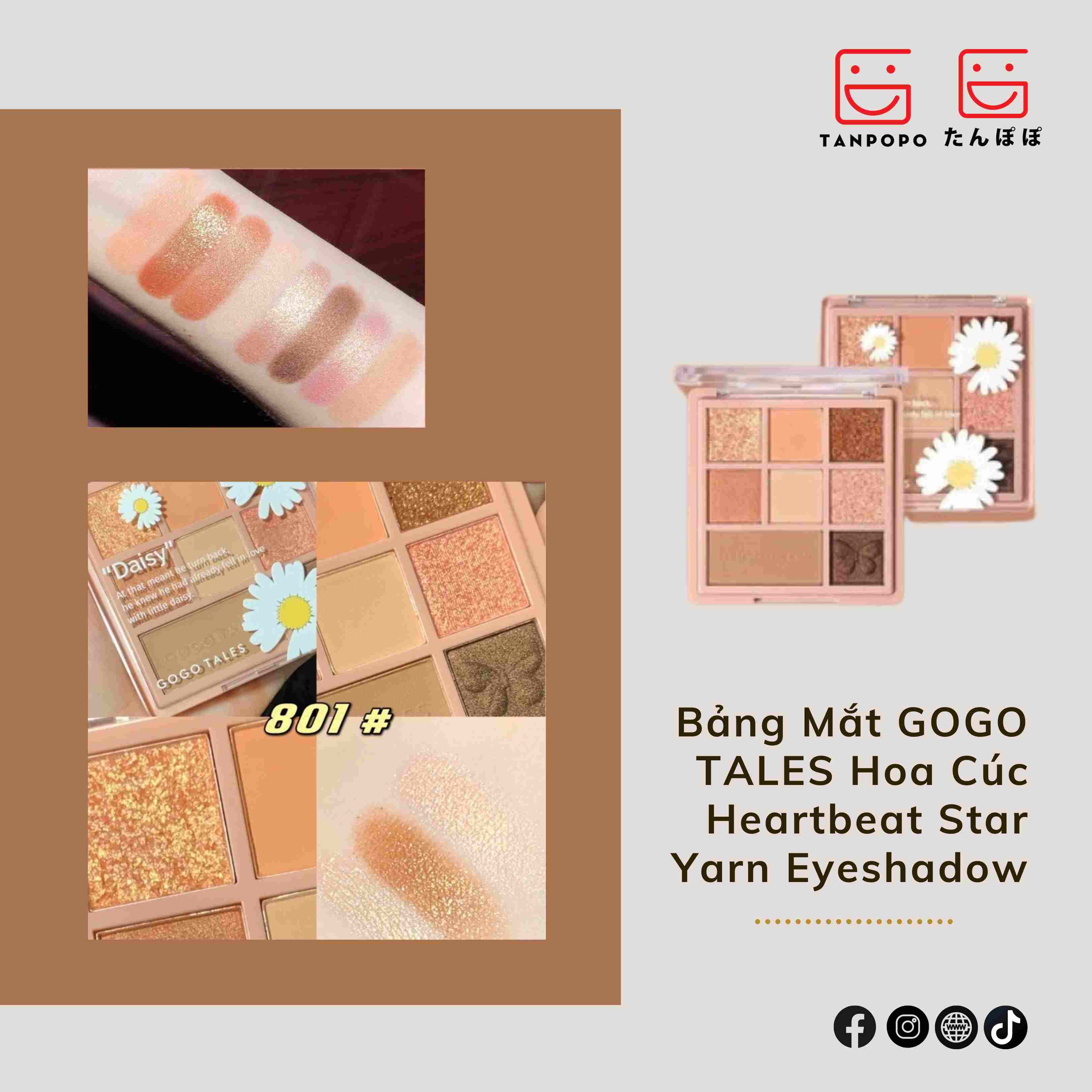 Bảng Phấn Mắt 8 Ô Gogo Tales Hearbeat Star Yarn 12.5g