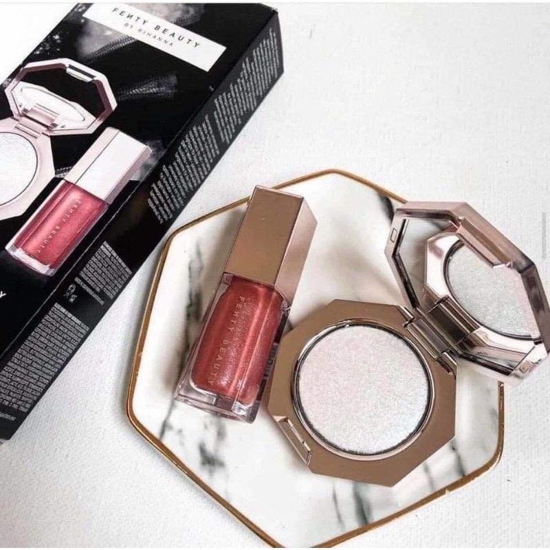 Set Son Bóng Và Phấn Bắt Sáng Fenty Beauty Diamond Bomb Baby Mini Lip