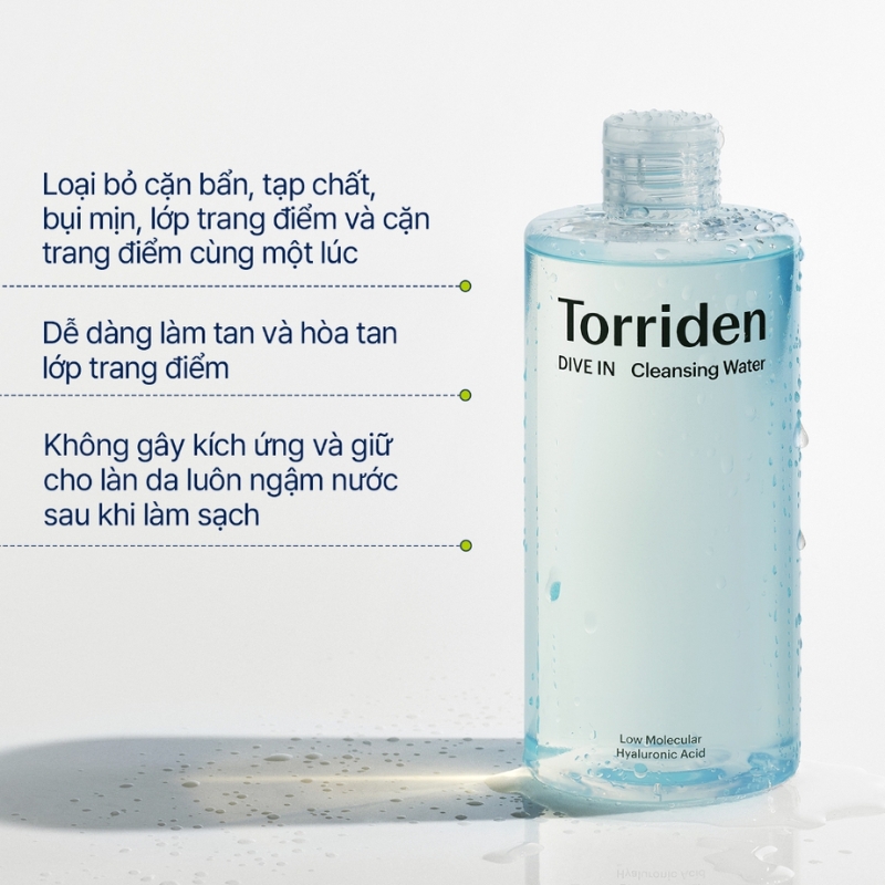 Tẩy Trang Torriden Dive-In Low Molecular Hyaluronic Acid Cleansing Water 400ml