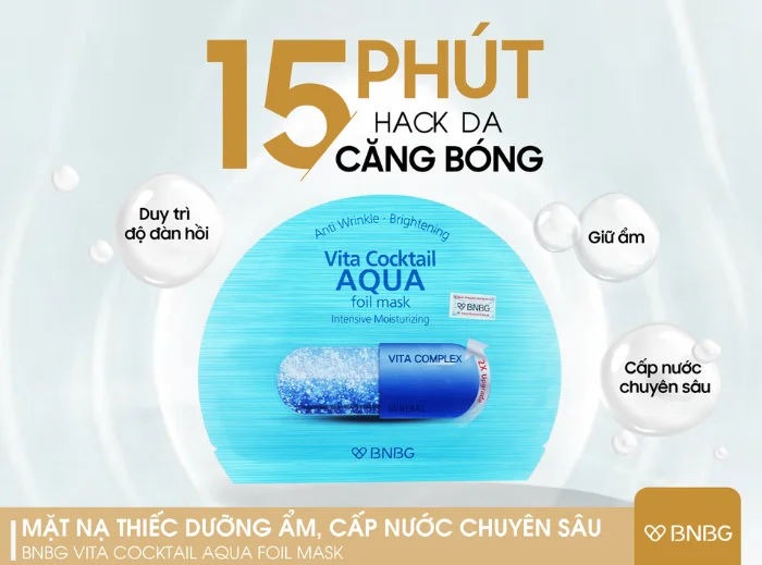 Mặt Nạ Giấy BNBG Dưỡng Ẩm Chuyên Sâu Vita Cocktail Aqua Foil 2X Upgrade 30ml (Xanh)