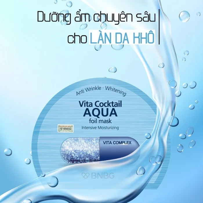 Mặt Nạ Giấy BNBG Dưỡng Ẩm Chuyên Sâu Vita Cocktail Aqua Foil 2X Upgrade 30ml (Xanh) - hình 3