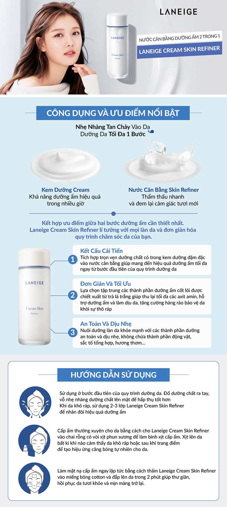 Nước Cân Bằng Laneige Cream Skin Refiner