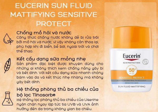 Kem Chống Nắng Eucerin Sensitive Protect Sun Fluid SPF50+ 50ml