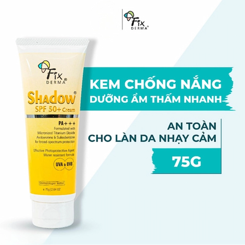 Kem Chống Nắng Fixderma Dưỡng Ẩm Cho Da Mặt & Cơ Thể Shadow SPF 50+ Cream 75g